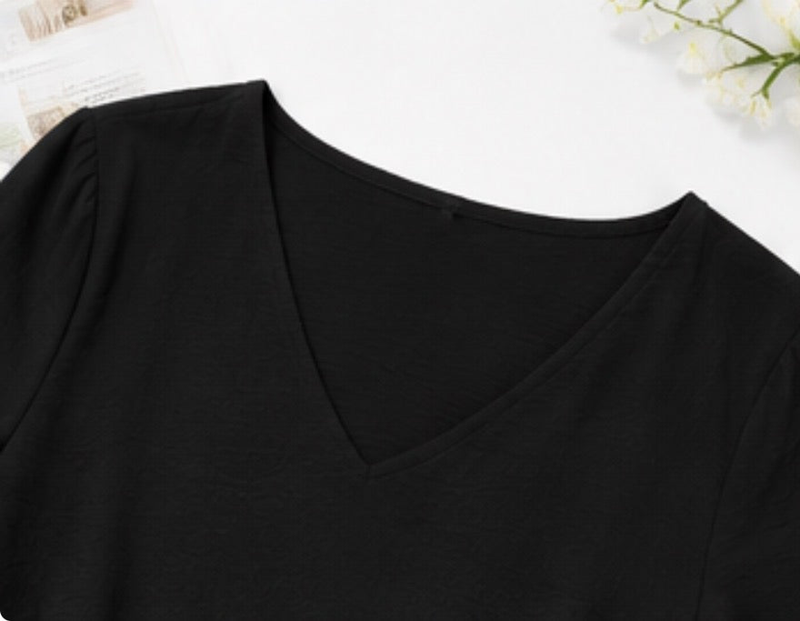 Black Lace Sleeve Tie-Waist Dress