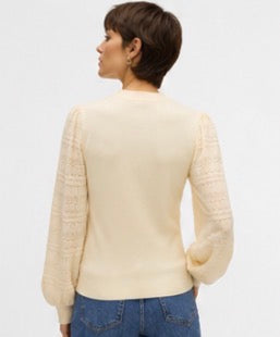 Cream Lace Sleeve Knit Jumper