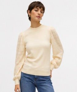 Cream Lace Sleeve Knit Jumper