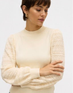 Cream Lace Sleeve Knit Jumper
